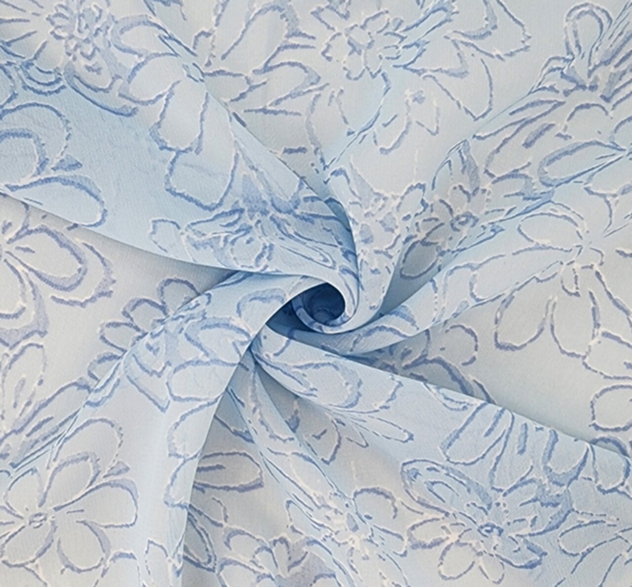 1 Yard Blue Hi Multi Chiffon Lightweight Sheer Apparel Fabric 58/60" Wide